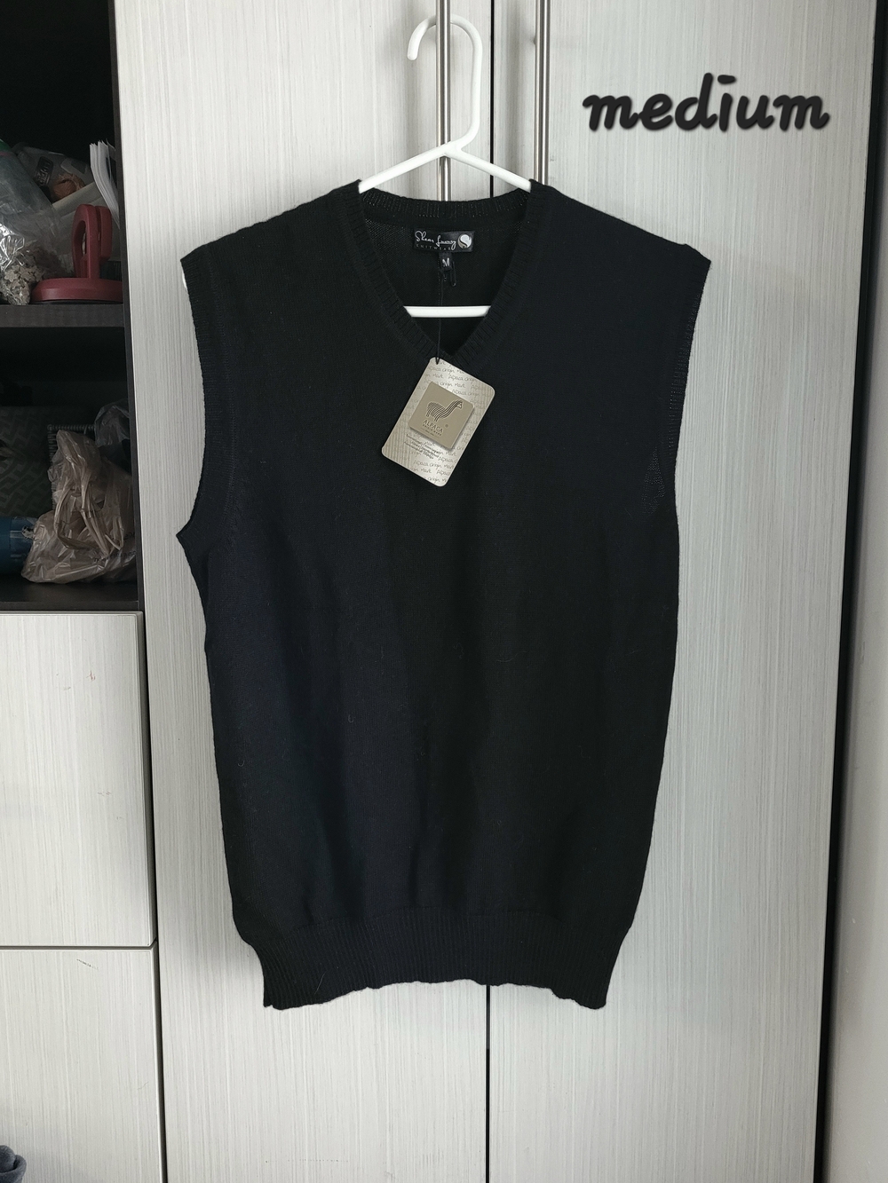 Men's Black V-Neck Sweater Vest by Shear Luxury